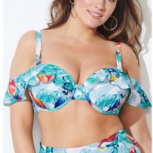 Parrot flutter sleeve bikini top Water slide